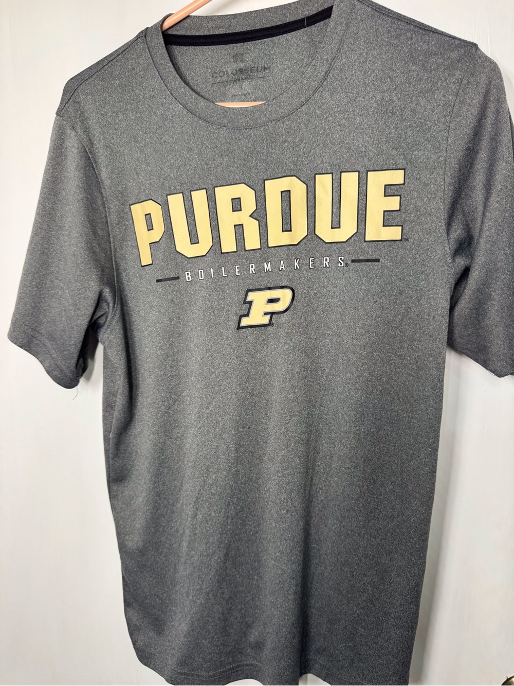 Colosseum Gray Purdue Boilermakers Short Sleeve Tee with Gold Logo